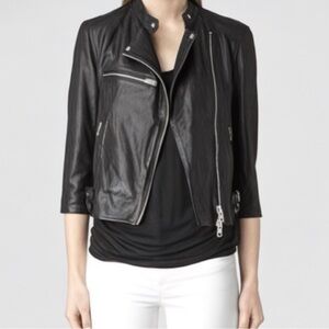 All Saints Black Leather Biker Jacket